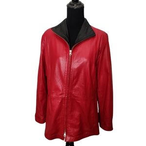 Womens Vintage Vera‎ Pelle Made Italy Red Leather Jacket Size 48 Large